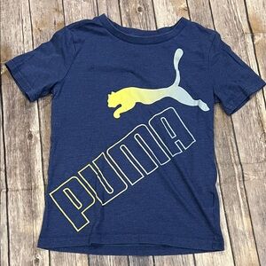 Puma Boys Size S (8) Blue Puma Logo Short Sleeve Shirt